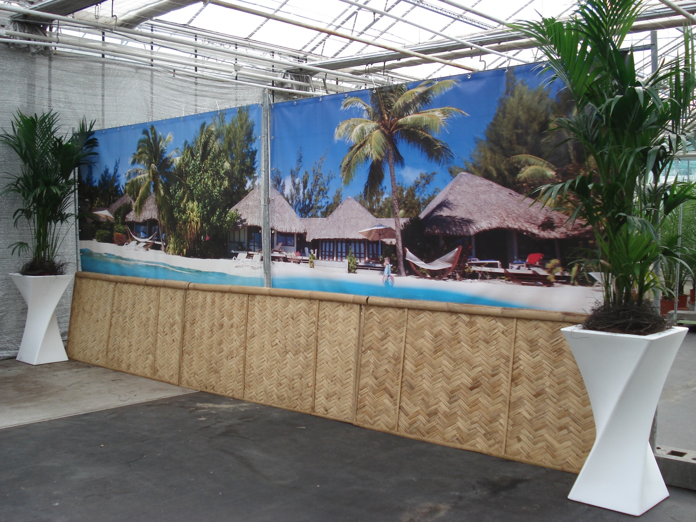 Foto van Decordoek Tropische Huizen Strand (2 delen) prijs per deel