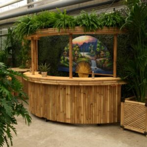 Foto van Halfronde Bamboebar met verlichting en varens